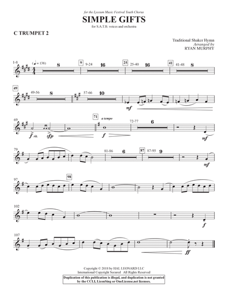 Simple Gifts - Trumpet 2 in C