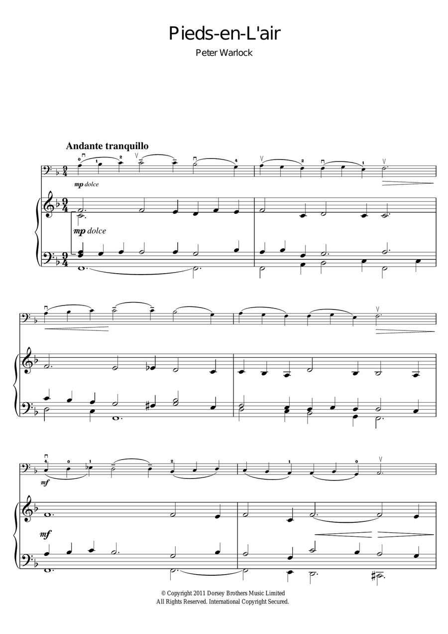 Pieds-En-L'air (from the Capriol Suite) Cello Solo scores gallery preview page 1