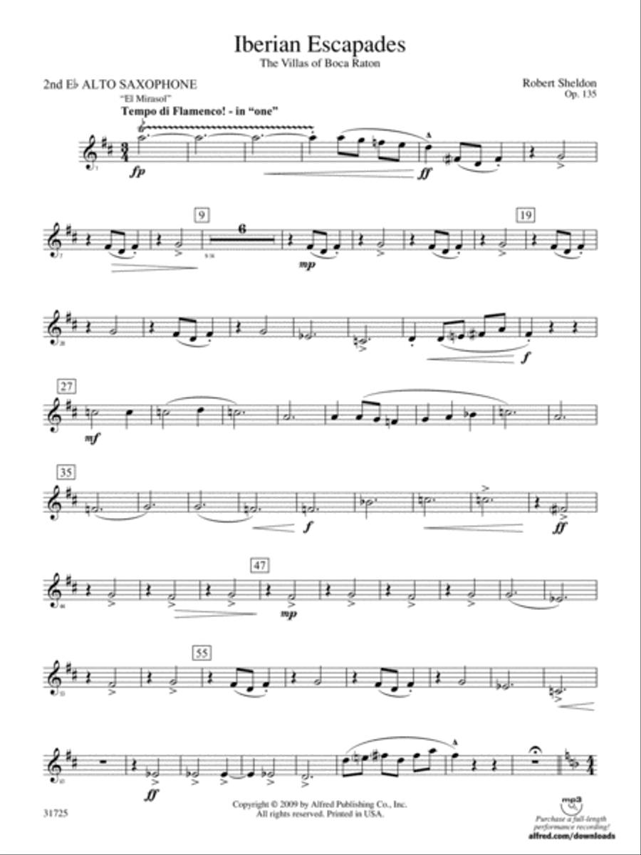 Iberian Escapades: 2nd E-flat Alto Saxophone Concert Band scores gallery preview page 1