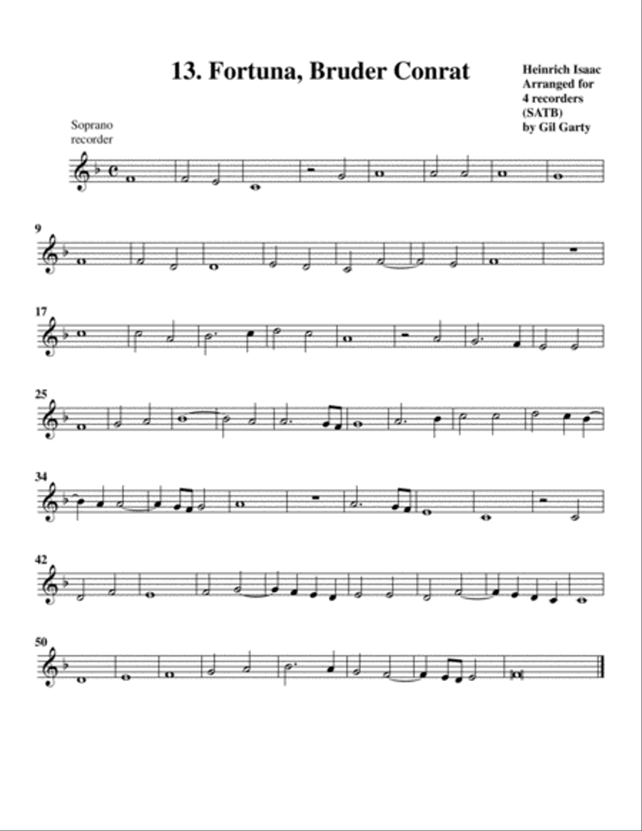 13. Fortuna, Bruder Conrat (arrangement for 4 recorders) Recorder scores gallery preview page 3
