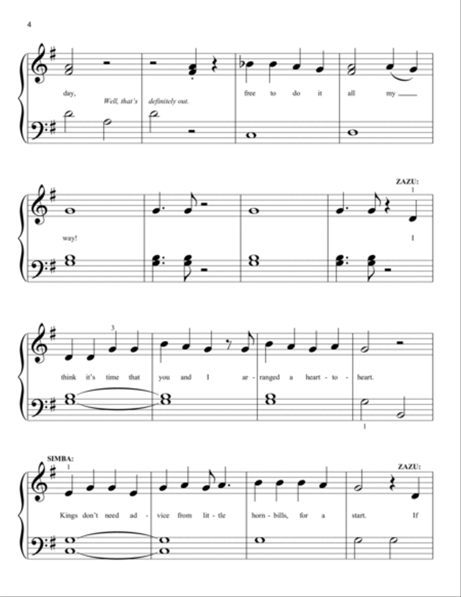 I Just Can't Wait To Be King (from The Lion King 2019) Easy Piano scores gallery preview page 4