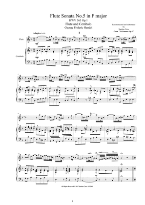 Handel - Flute Sonata No.5 in F major HWV 363 Op.1 for Flute and Cembalo or Piano