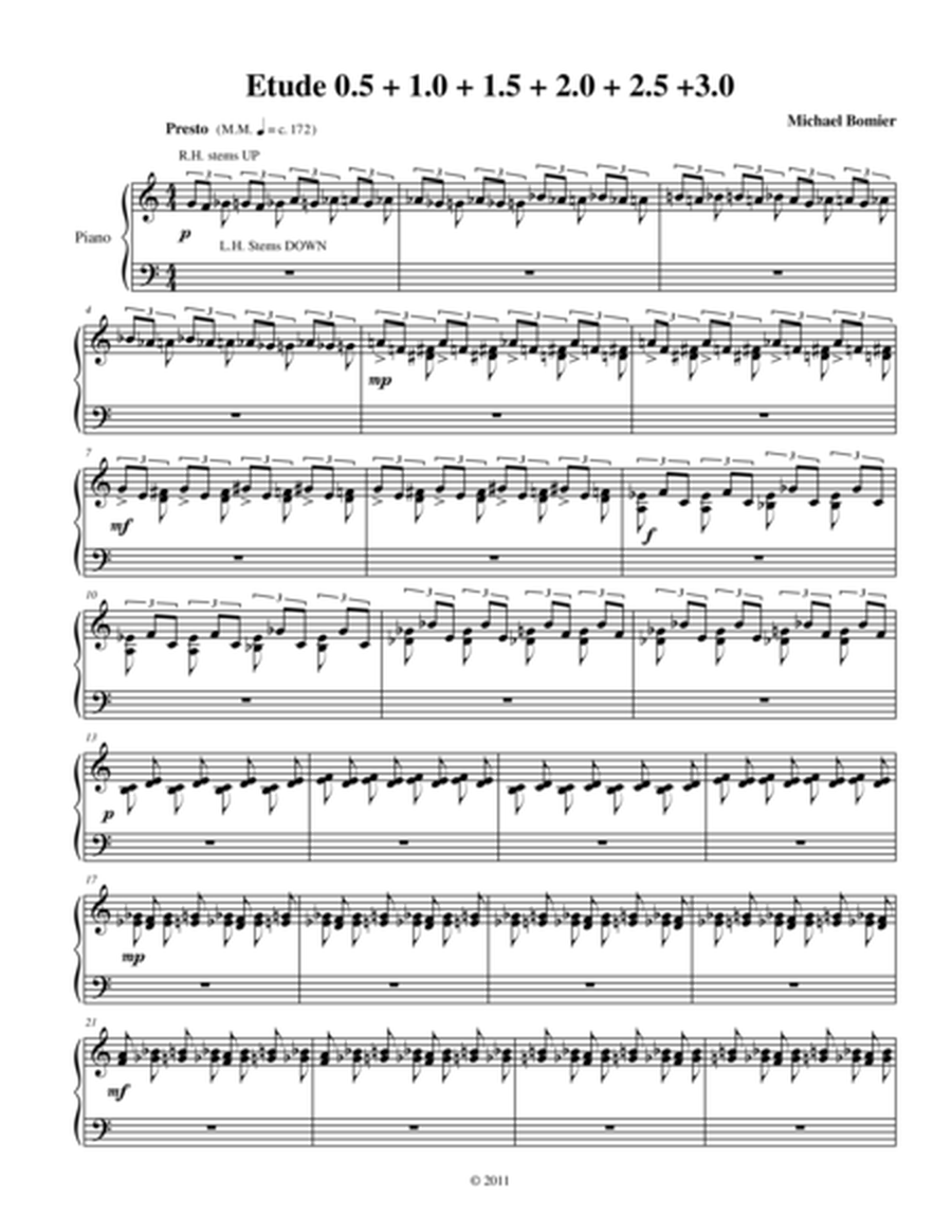 Etude 0.5+1.0+1.5+2.0+2.5+3.0 for Piano Solo from 25 Etudes using Symmetry, Mirroring, and Intervals image number null