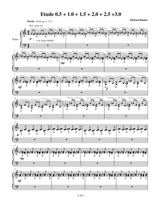 Etude 0.5+1.0+1.5+2.0+2.5+3.0 for Piano Solo from 25 Etudes using Symmetry, Mirroring, and Intervals