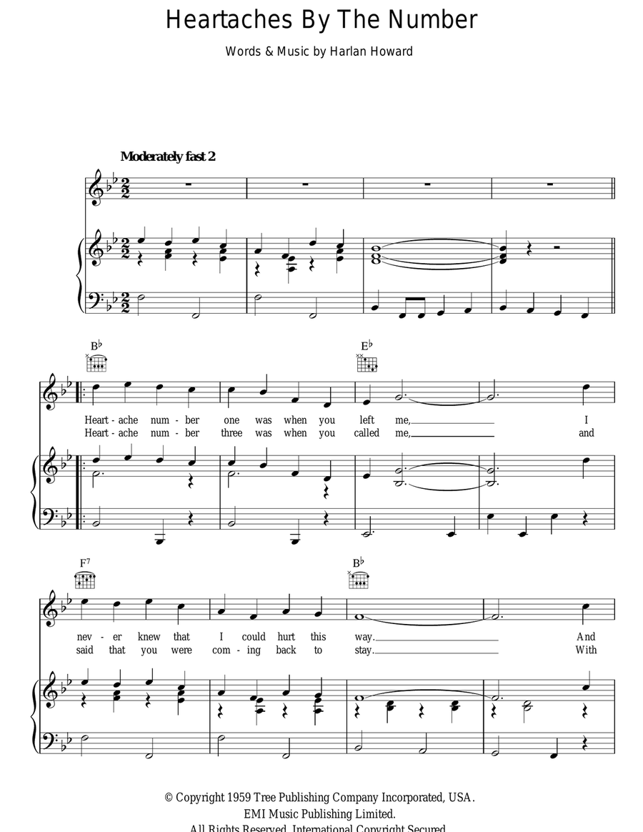 Heartaches By The Number Heartaches By The Number Guitar scores gallery preview page 1