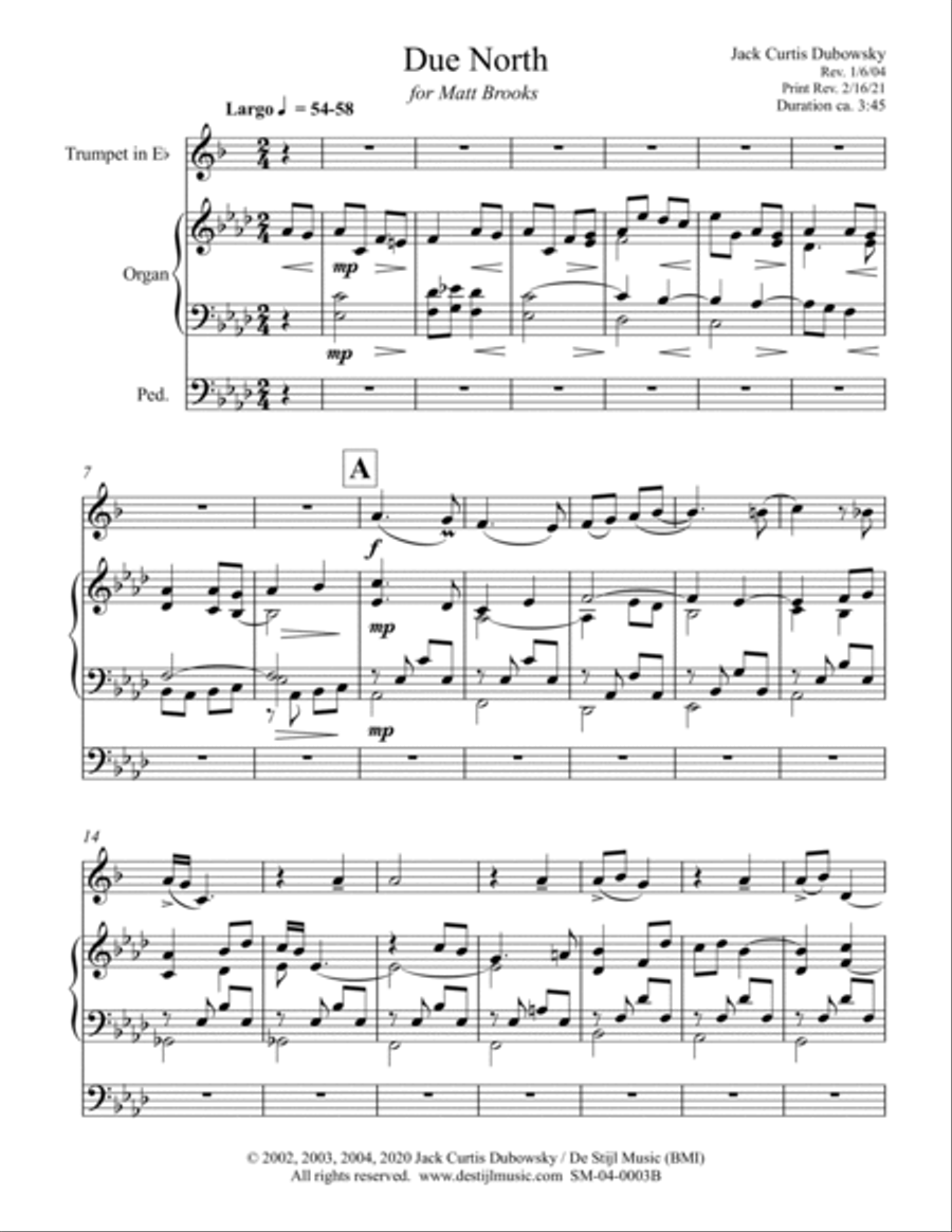 Due North for Eb Trumpet and Organ image number null
