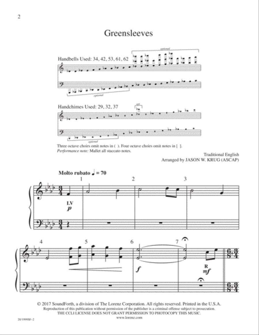 Greensleeves Handbell Choir scores gallery preview page 2