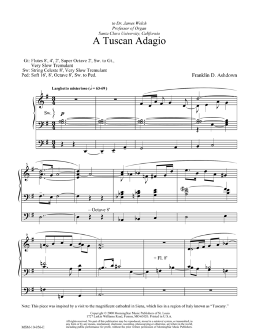 A Tuscan Adagio A Tuscan Adagio Organ scores gallery preview page 1
