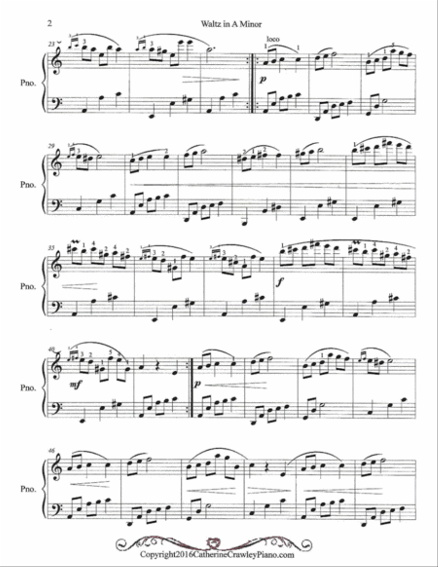 Waltz in A Minor Piano Solo scores gallery preview page 2