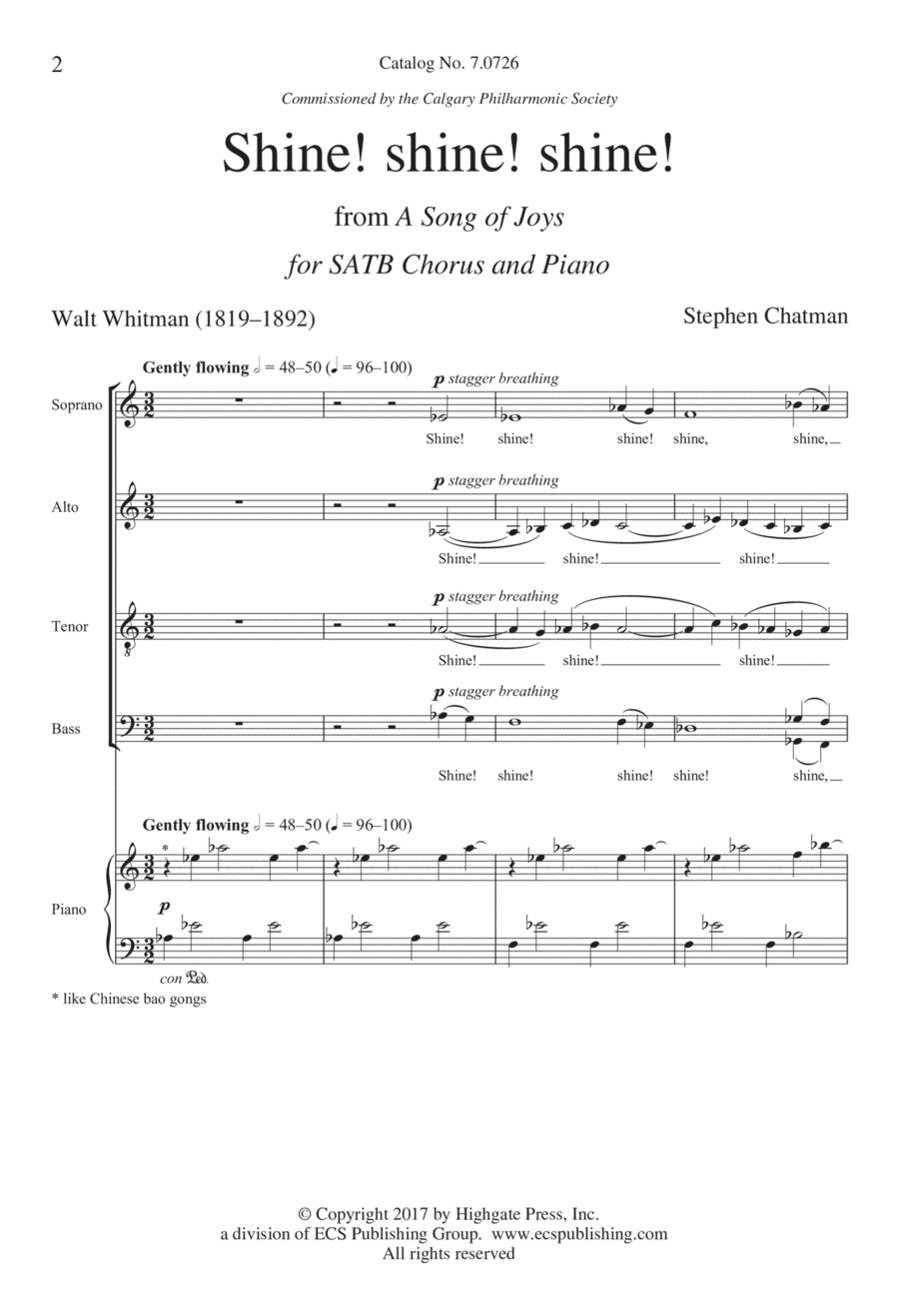 Shine! shine! shine! from A Song of Joys 4-Part scores gallery preview page 1