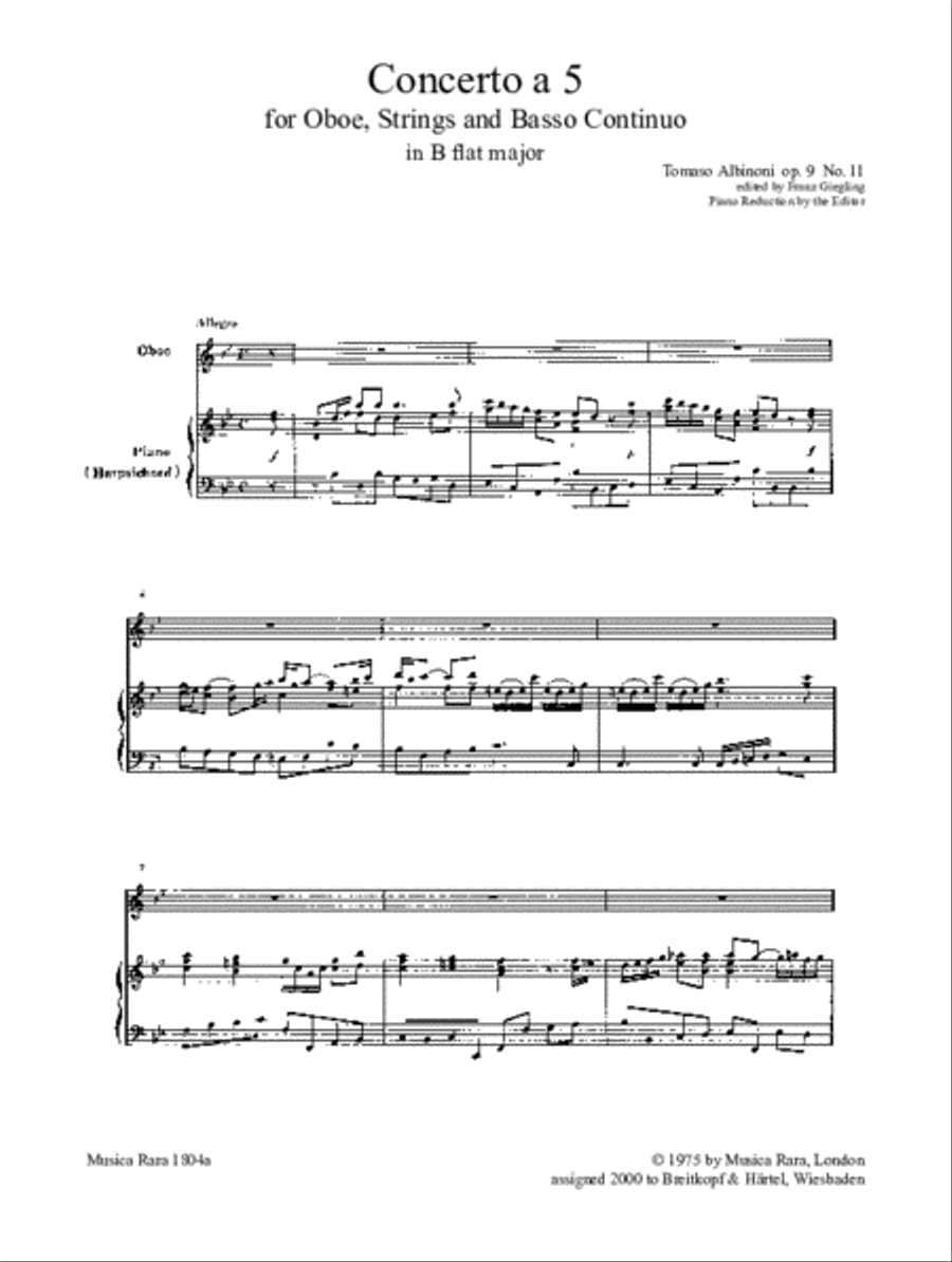 Concerto a 5 in B Op. 9/11 Piano scores gallery preview page 2