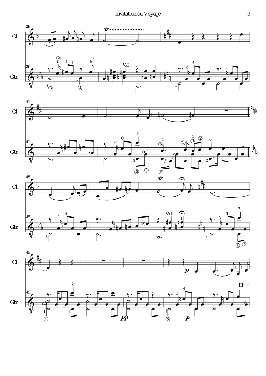 Invitation to the journey (Diepenbrock) for clarinet and guitar Clarinet scores gallery preview page 3