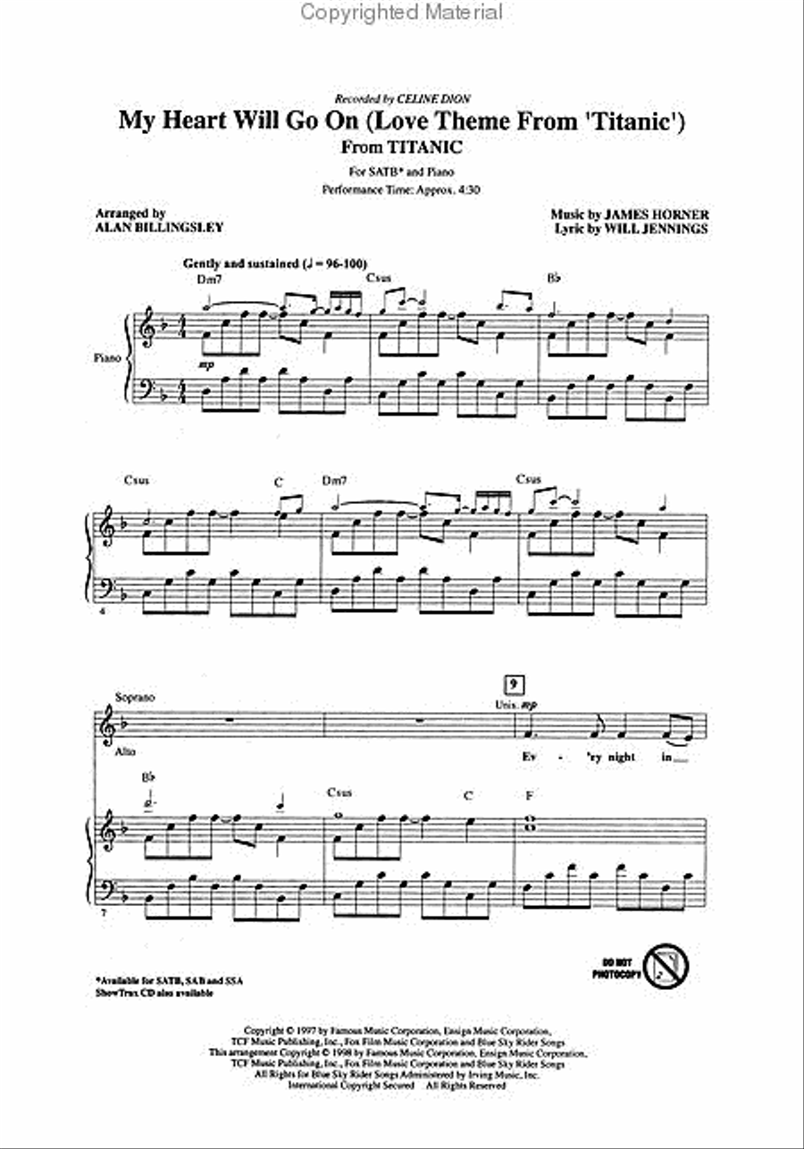 My Heart Will Go On 4-Part scores gallery preview page 2