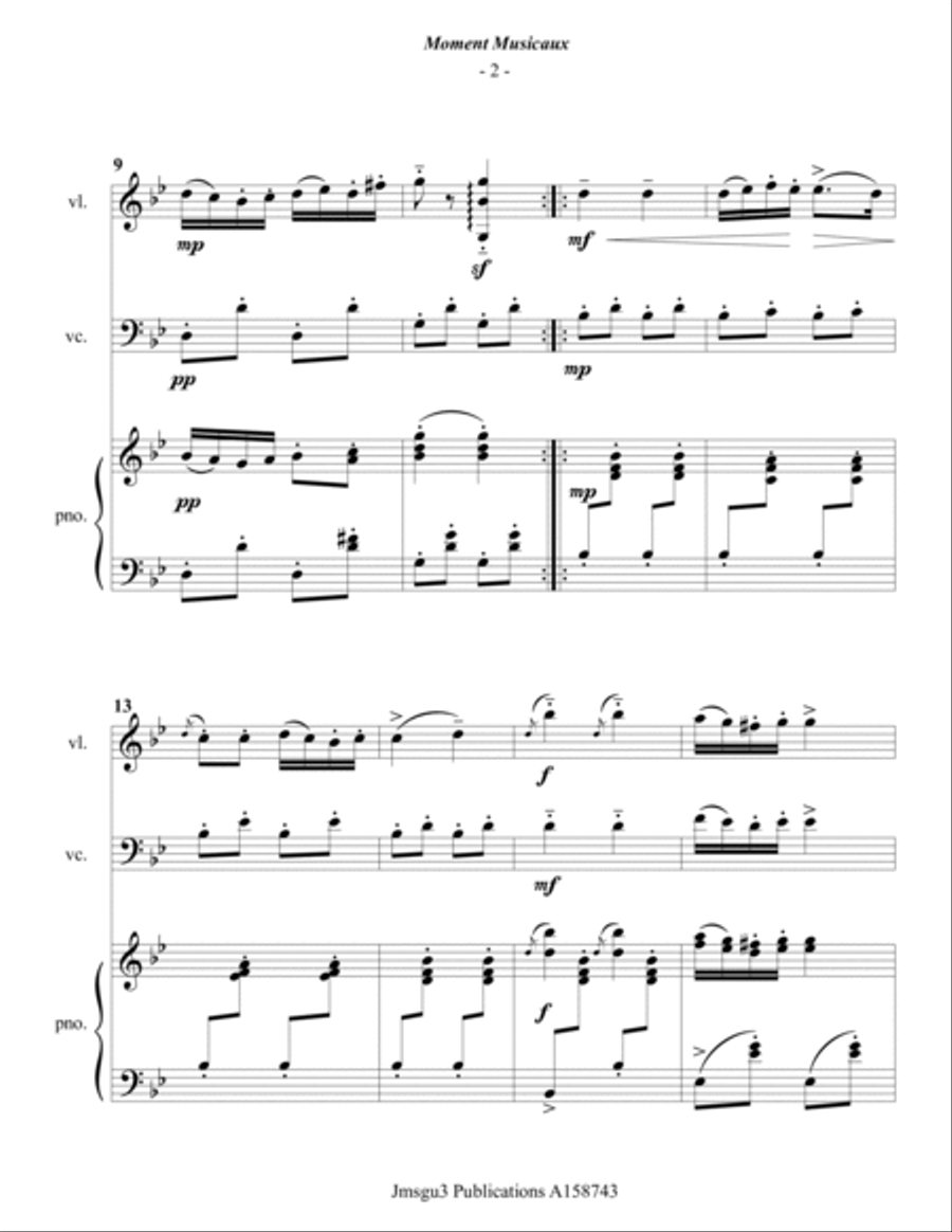 Schubert: Moment Musicaux for Piano Trio String Trio scores gallery preview page 2