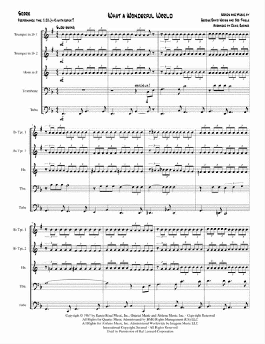 What A Wonderful World Brass Ensemble scores gallery preview page 3