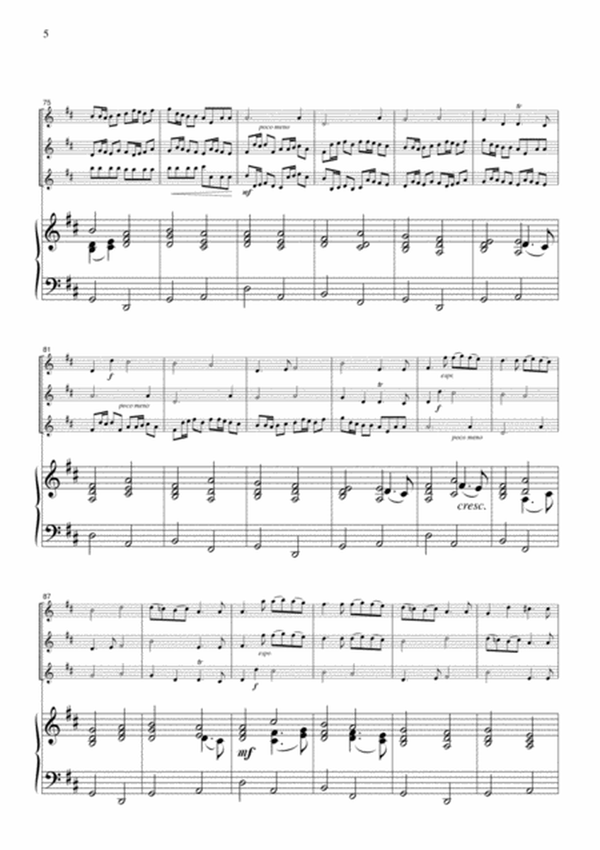 Pachelbel Canon, for 3 Violins & Piano, VN304