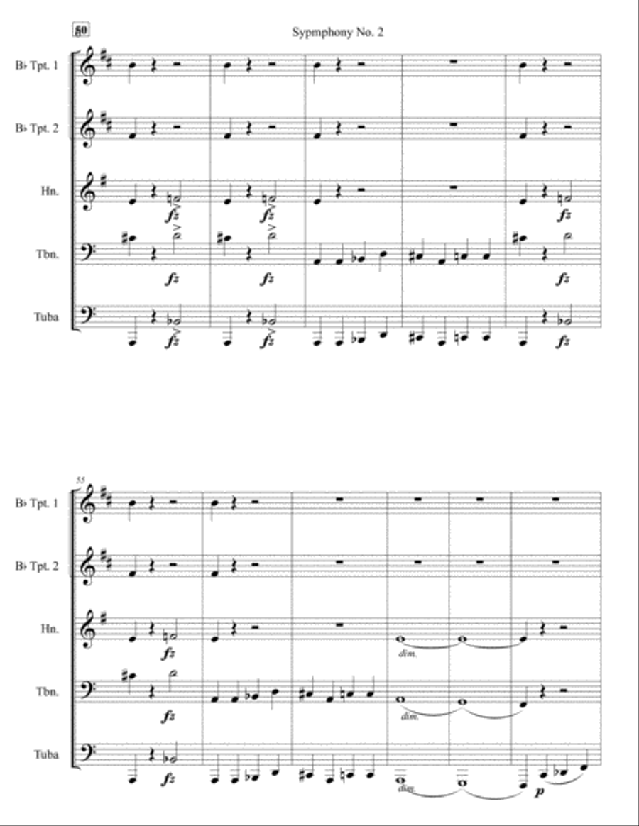 Symphony No. 2 Movement 1 Brass Ensemble scores gallery preview page 6