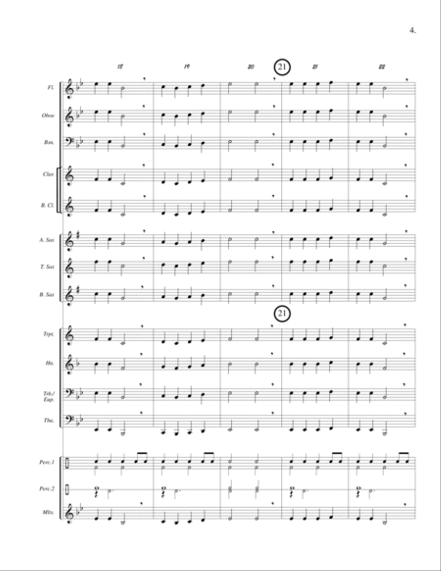 JOY TO THE KING (beginner band - super easy - score, parts & license to copy - winter concert) Concert Band scores gallery preview page 6