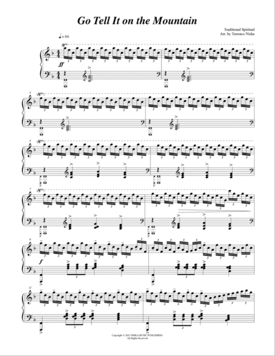 Go Tell It on the Mountain Piano Solo scores gallery preview page 2
