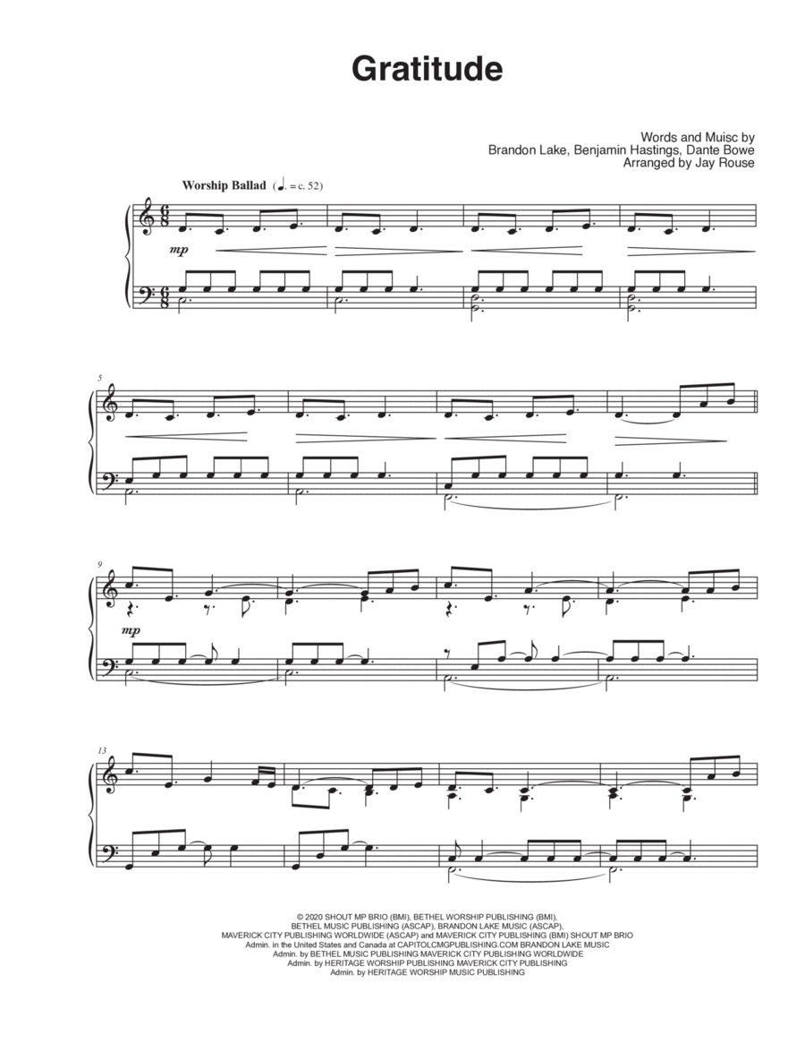 Gratitude Piano Solo scores gallery preview page 1