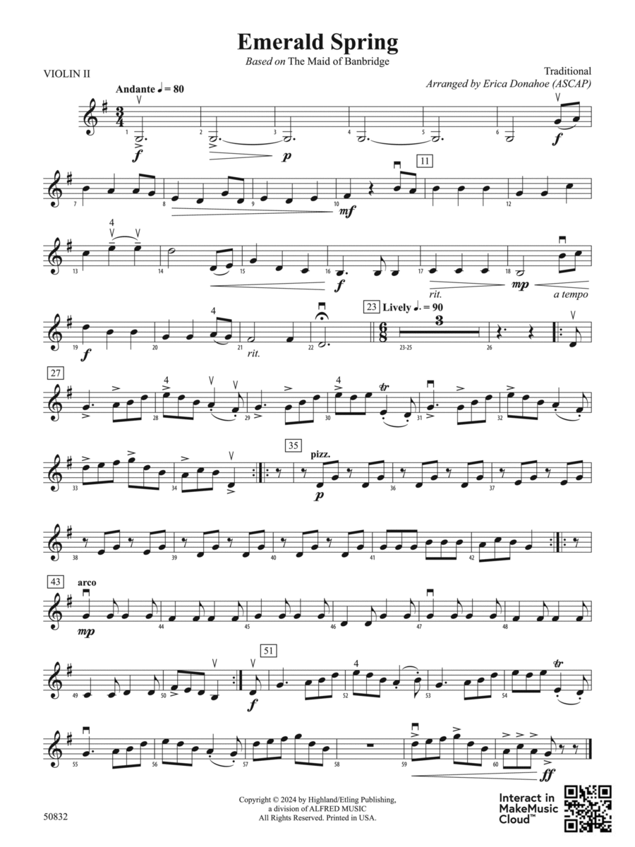 Emerald Spring: 2nd Violin String Orchestra scores gallery preview page 1