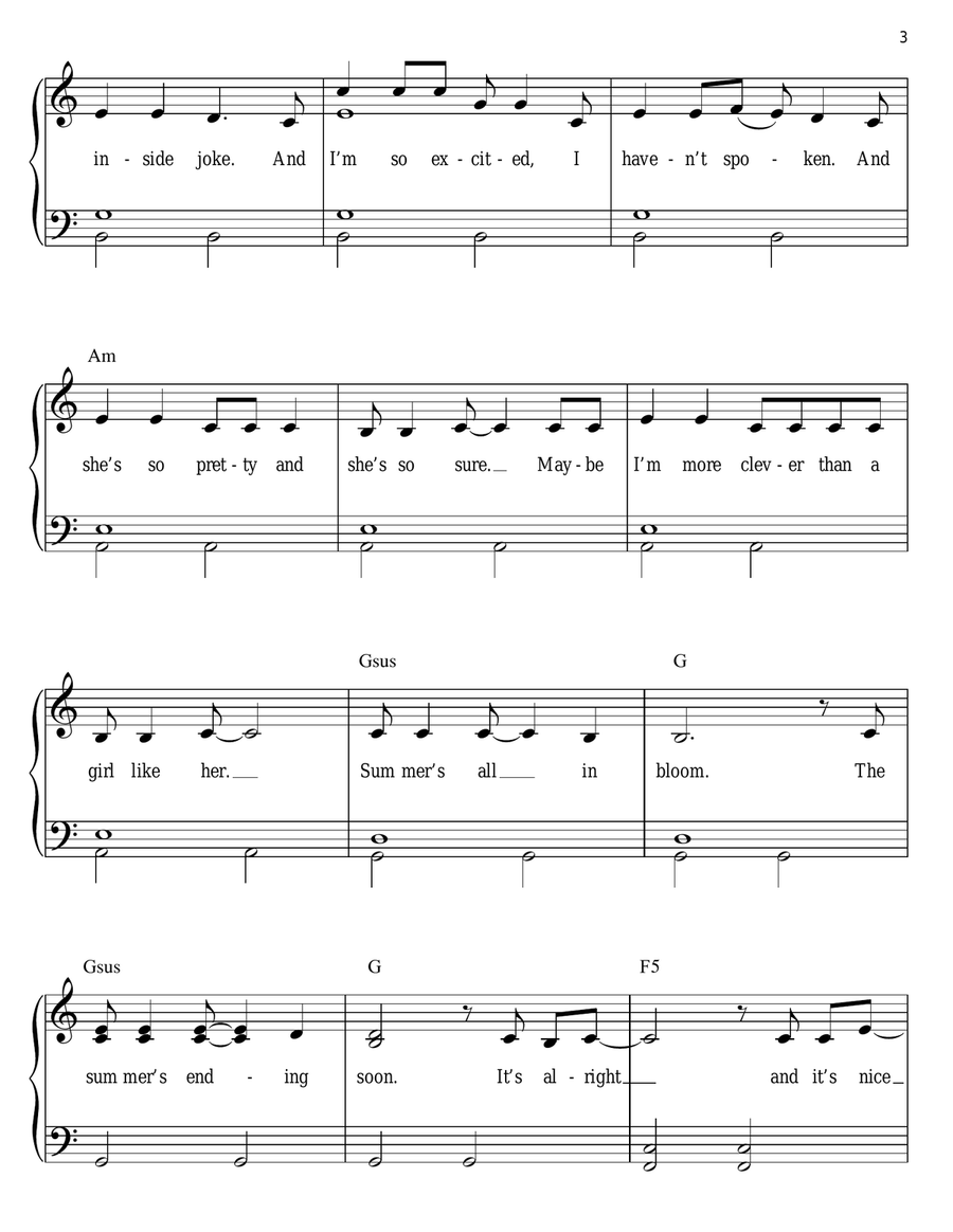White Houses Easy Piano scores gallery preview page 3