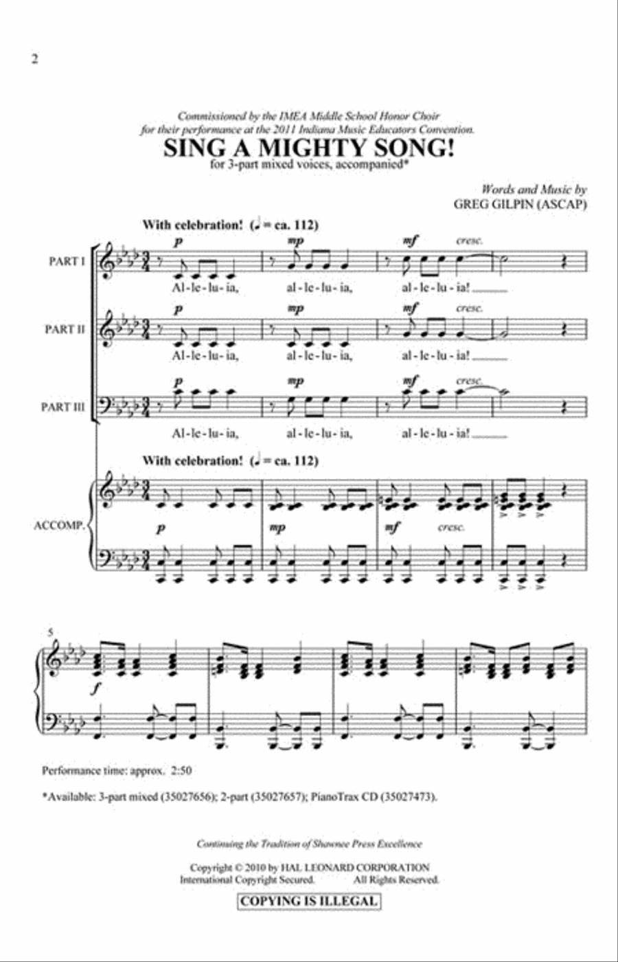 Sing a Mighty Song! 3-Part scores gallery preview page 2