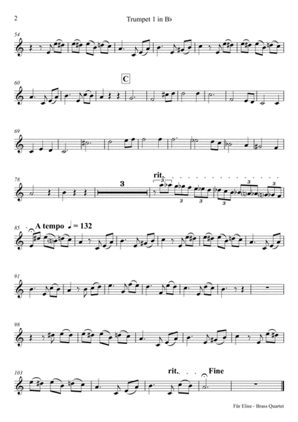 For Elise - Ludwig van Beethoven - Brass Quartet image number null