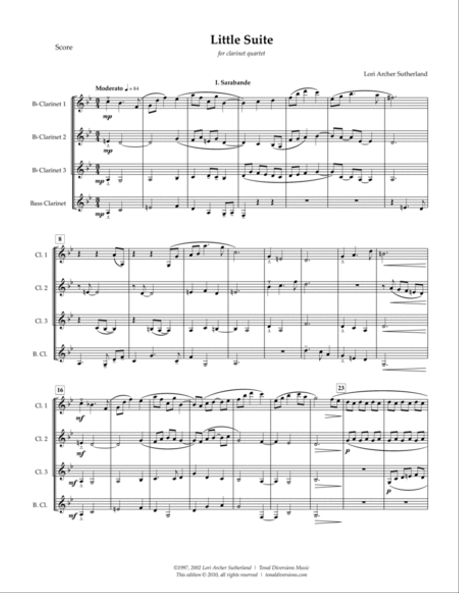 Little Suite for clarinet quartet