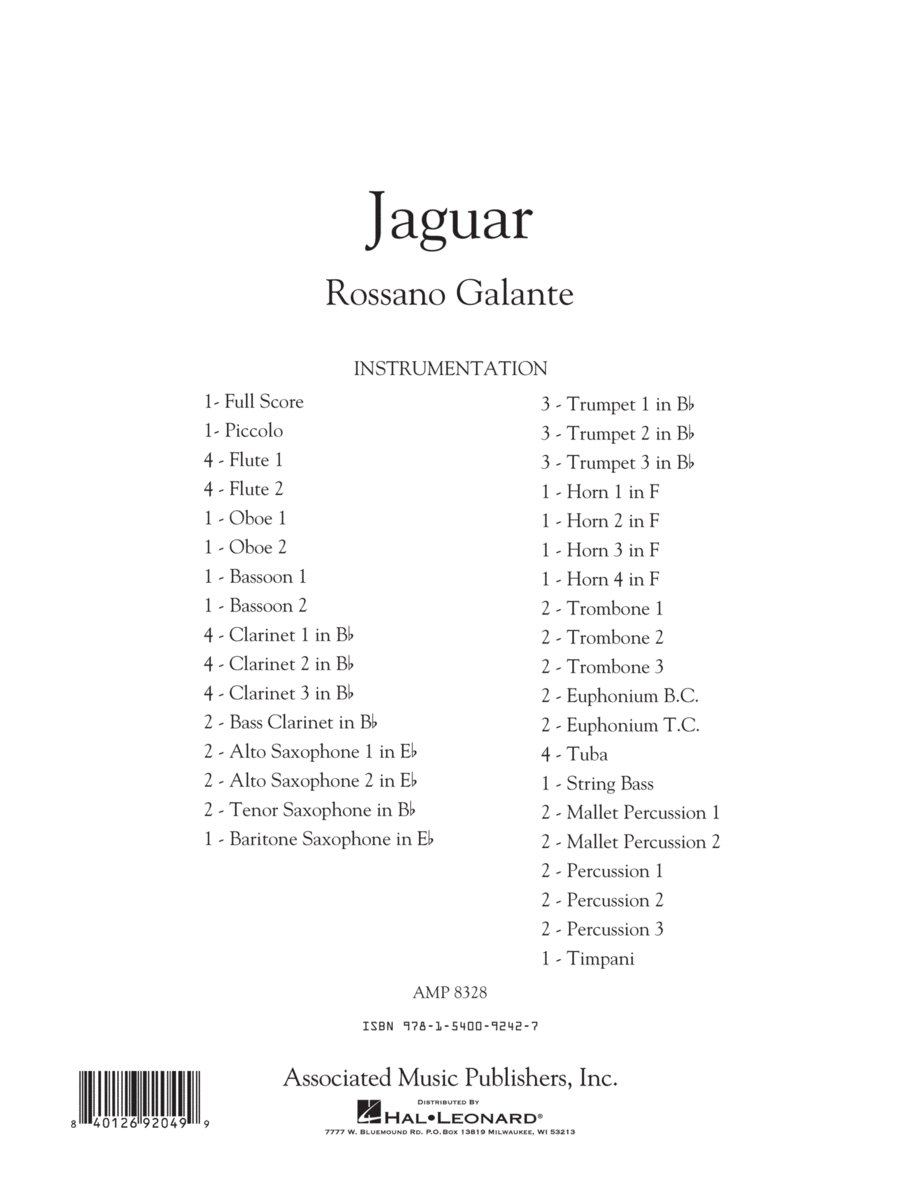 Jaguar - Conductor Score (Full Score) Concert Band scores gallery preview page 1