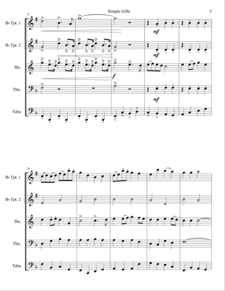 Simple Gifts Simple Gifts Brass Ensemble scores gallery preview page 5