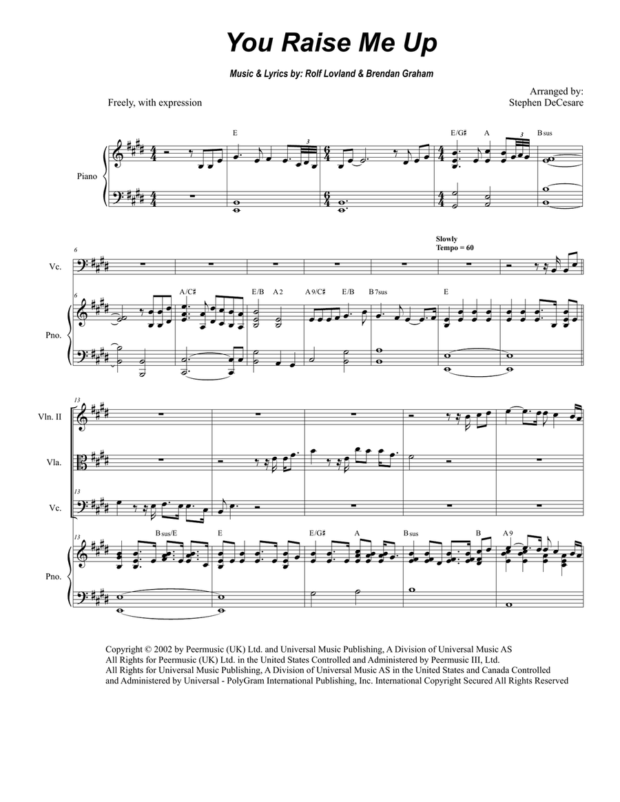 You Raise Me Up You Raise Me Up String Quartet scores gallery preview page 1
