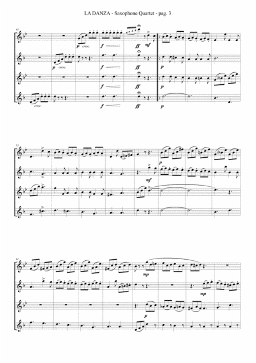 LA DANZA - by Rossini - for Saxophone Quartet Saxophone Quartet scores gallery preview page 4