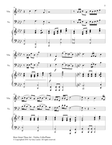 Gary Lanier: HOW GREAT THOU ART (Piano Trio – Violin, Cello, Piano with Score & Parts)