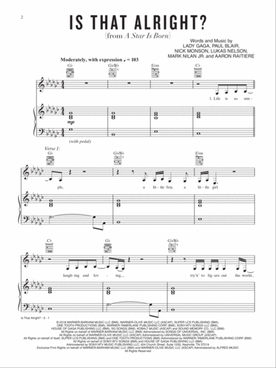 Is That Alright? Piano, Vocal, Guitar scores gallery preview page 2