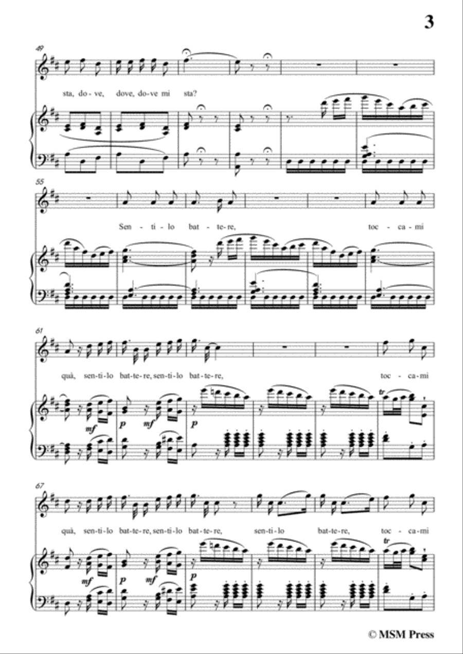 Mozart-Vedrai,carino,in D Major,for Voice and Piano Voice Solo scores gallery preview page 5