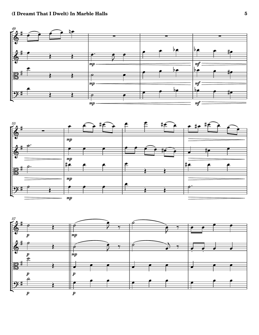 In Marble Halls - String Quartet String Quartet scores gallery preview page 5