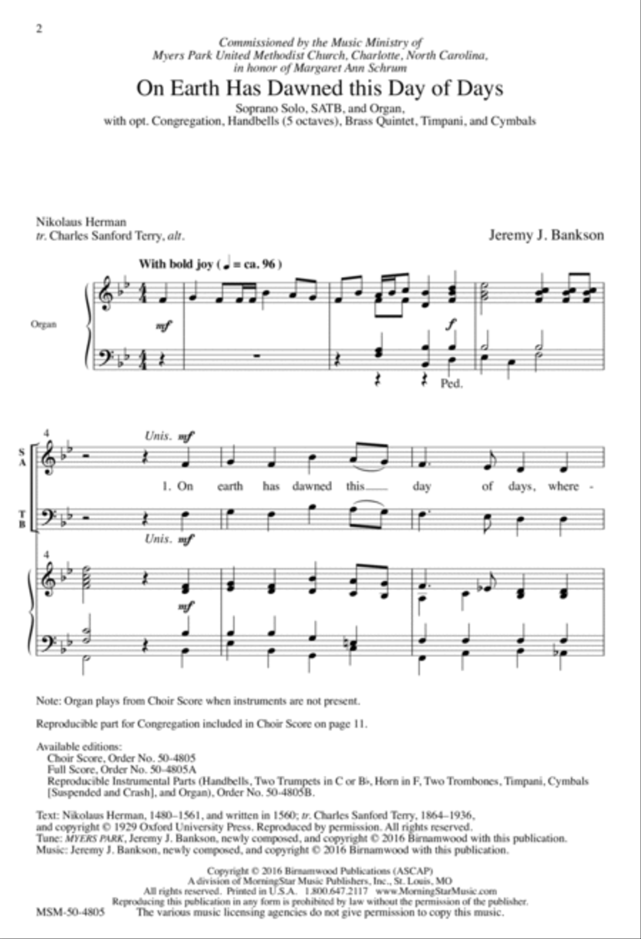 On Earth Has Dawned This Day of Days 4-Part scores gallery preview page 2