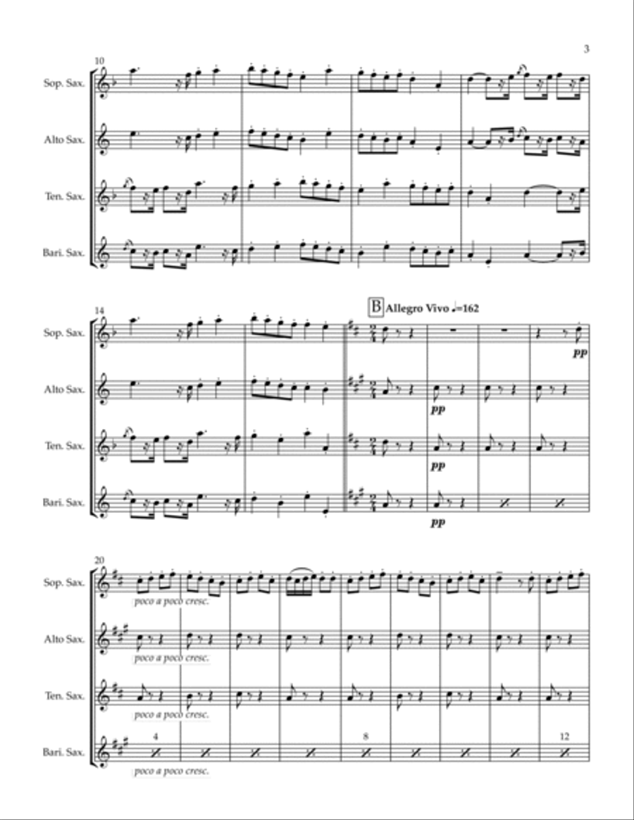 Farandole from L'Arlesienne for Saxophone Quartet Saxophone Quartet scores gallery preview page 3