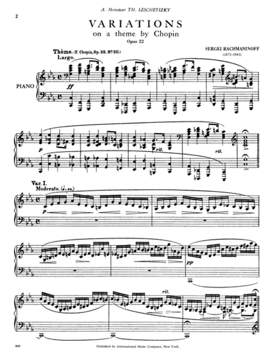 Variations On A Theme By Chopin, Opus 22