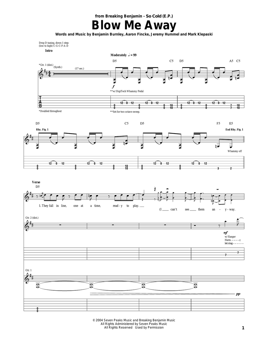 Blow Me Away Acoustic Guitar scores gallery preview page 1