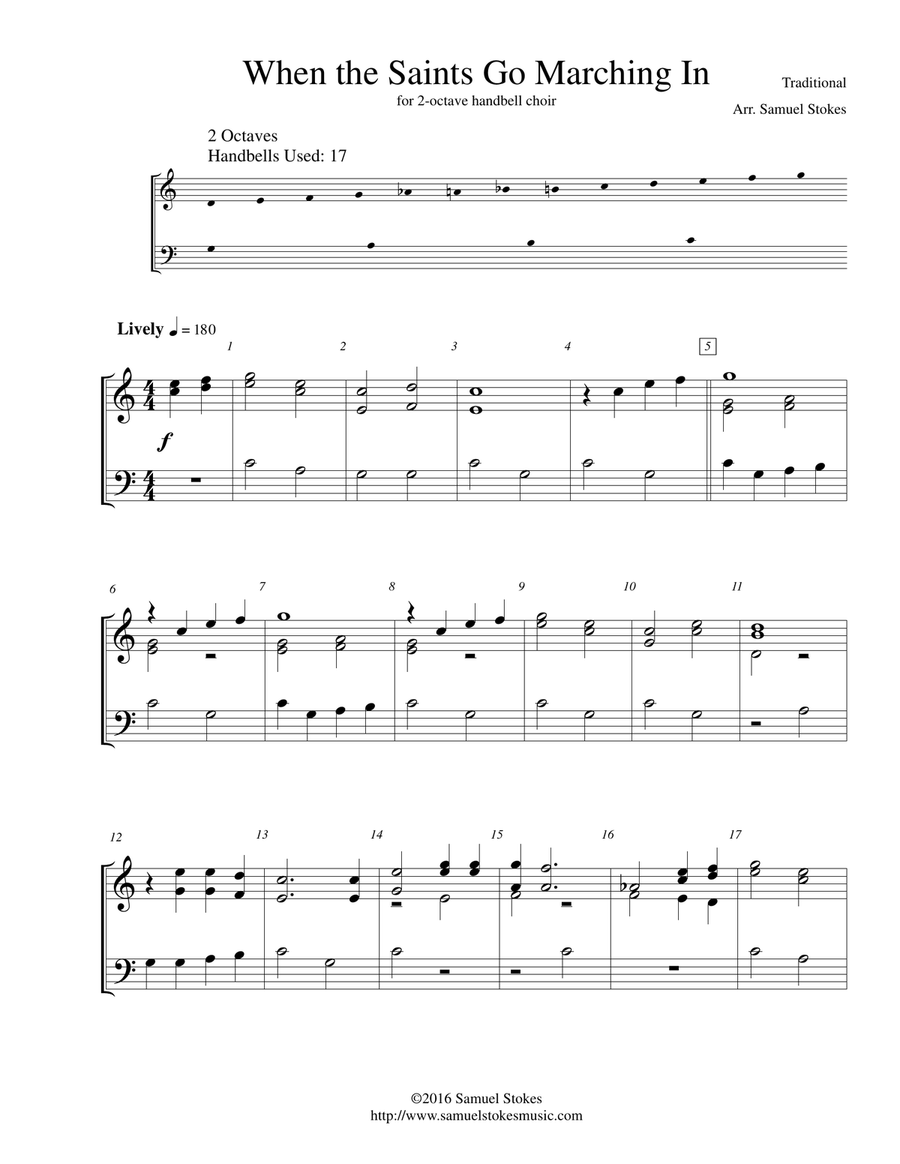 When the Saints Go Marching In - for 2-octave handbell choir 2-Octaves scores gallery preview page 1