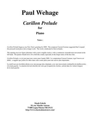 Book cover for Paul Wehage: Carillon Prelude for piano