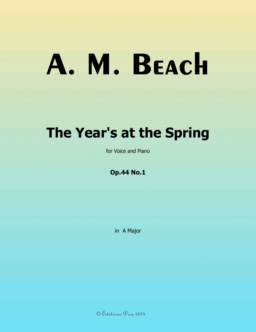 Book cover for The Year's at the Spring, by A. M. Beach, in A Major