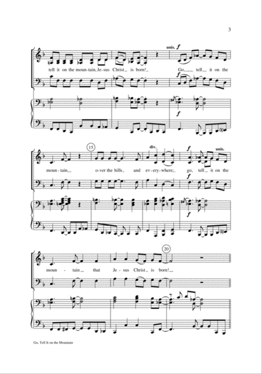 Go, Tell It on the Mountain 3-Part scores gallery preview page 3