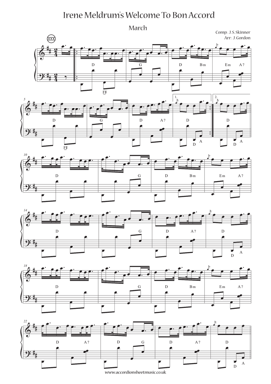 Irene Meldrum's Welcome To Bon Accord Percussion scores gallery preview page 1
