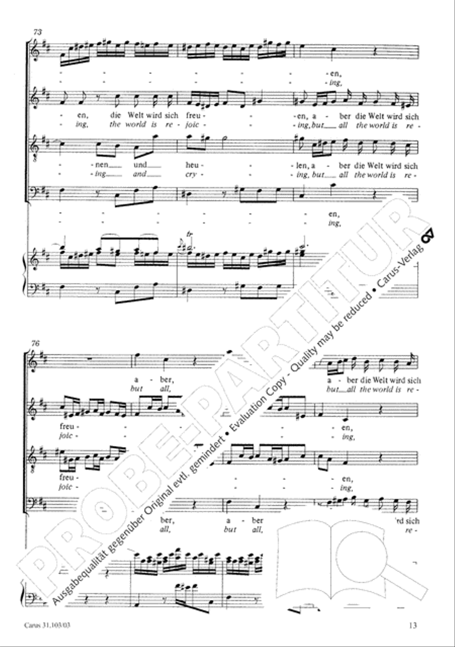 You shall be weeping and crying (Ihr werdet weinen und heulen) 4-Part scores gallery preview page 14