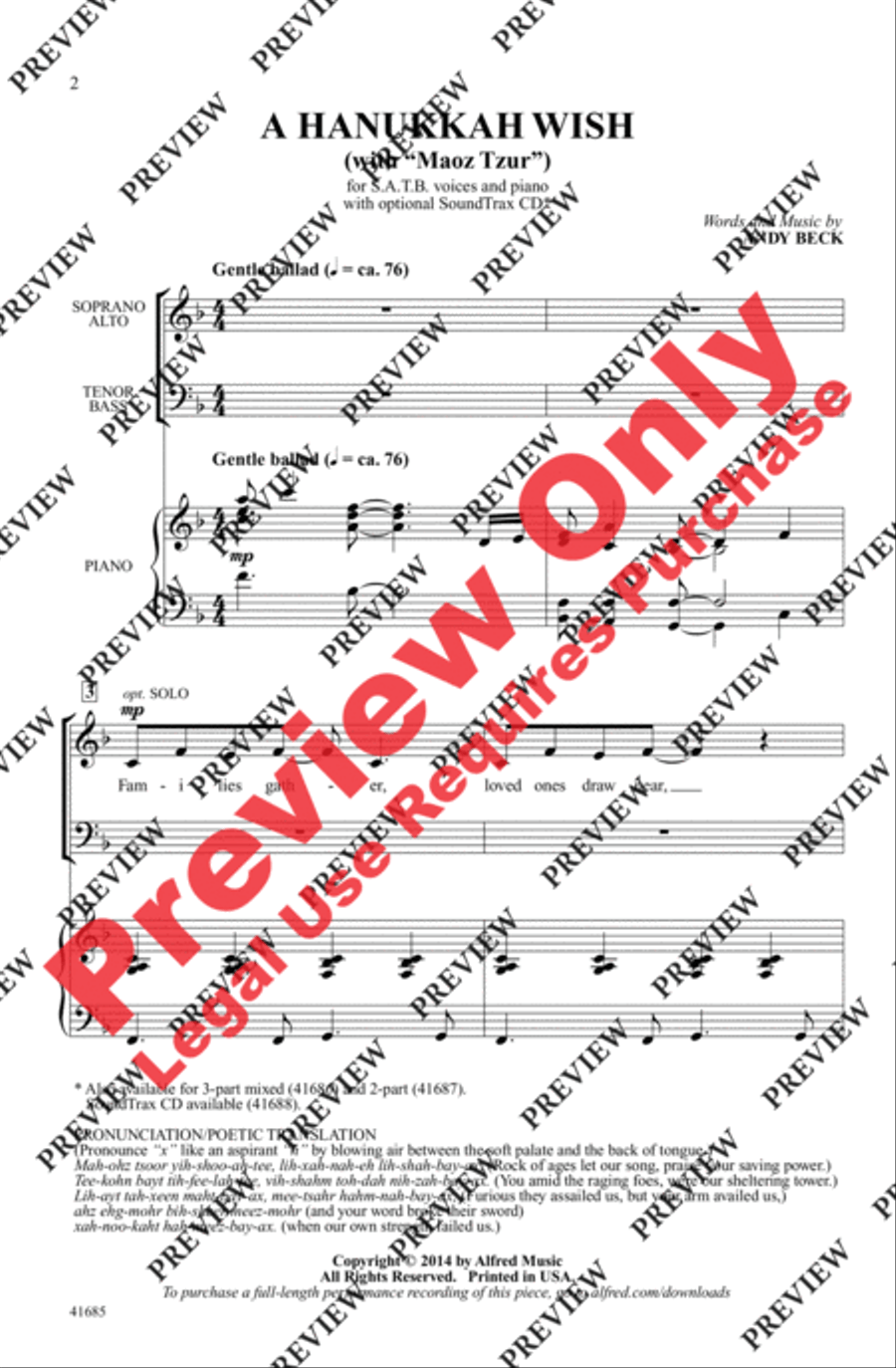 A Hanukkah Wish A Hanukkah Wish 4-Part scores gallery preview page 2