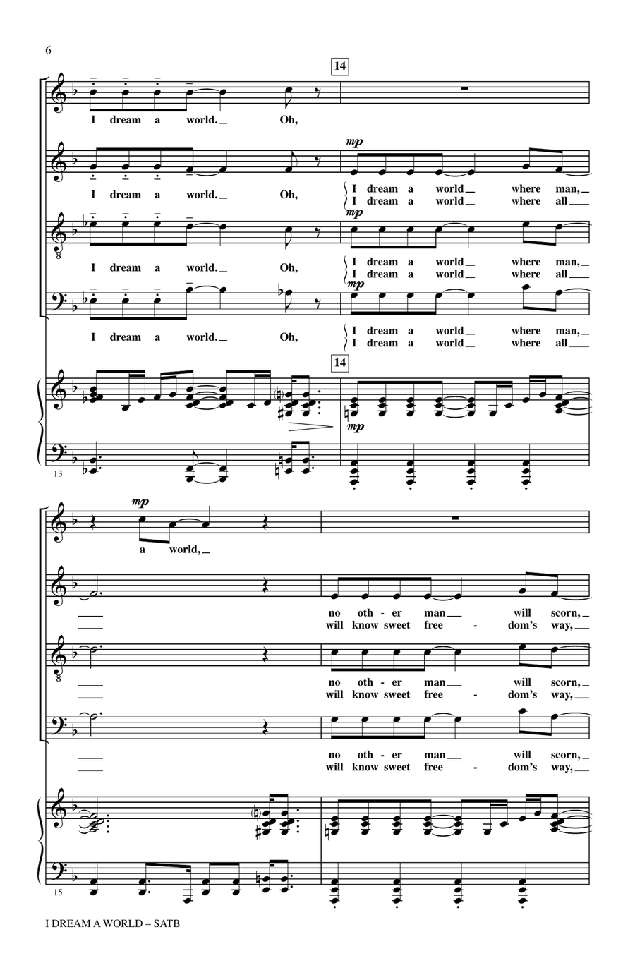 I Dream A World (from Trilogy of Dreams) 4-Part scores gallery preview page 4