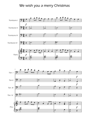 We Wish You a Merry Christmas - Trombone Quartet w/ Piano